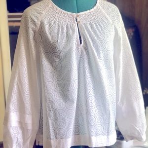 Tommy Hilfiger White Sheer Blouse XL